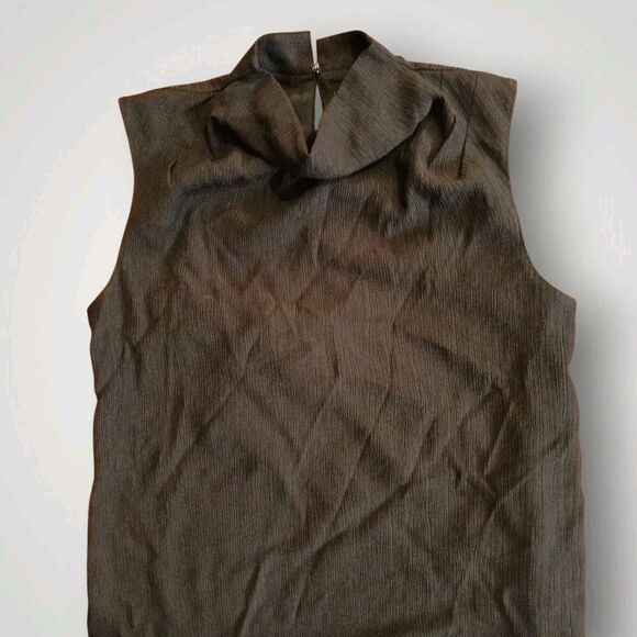 Habitual Womens Cowl Neck Sleeveless Chiffon Blouse Size S Dark Green NWT - Picture 2 of 6